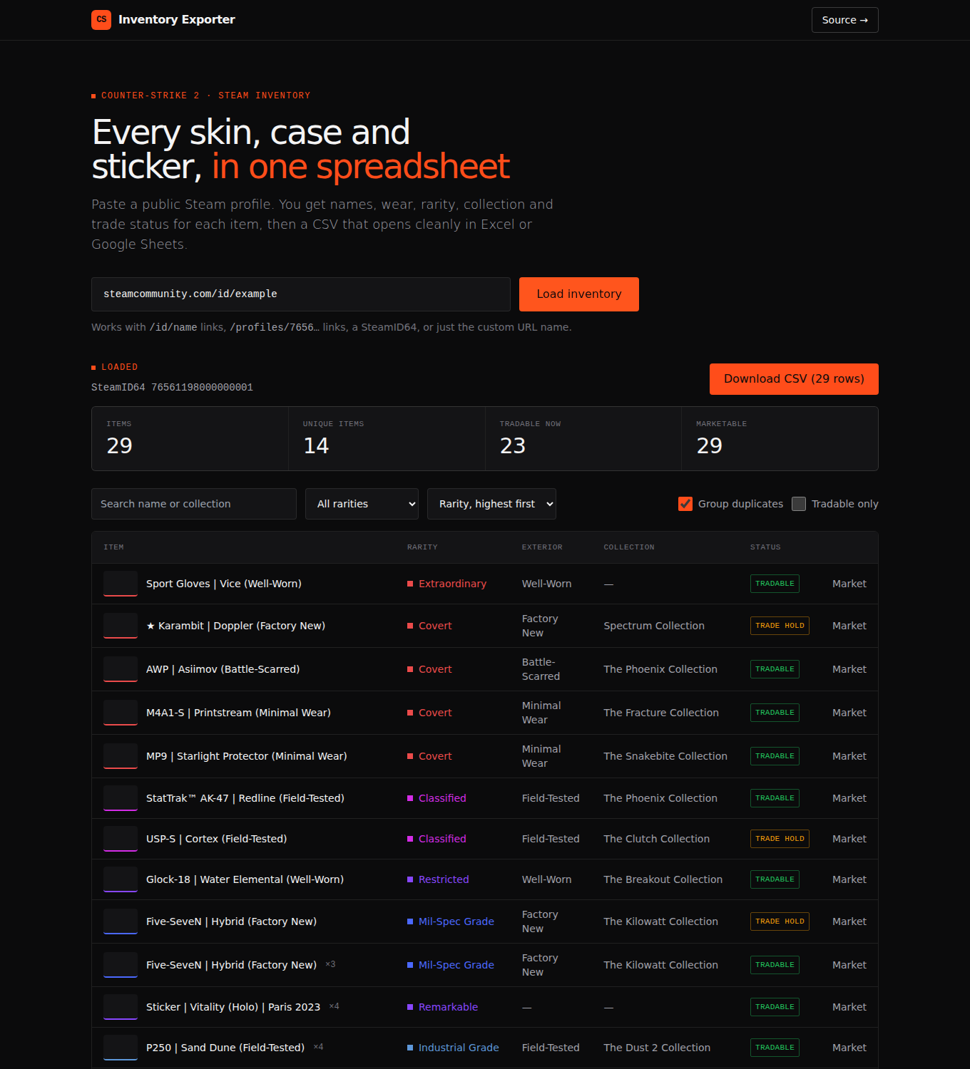 CS2 Inventory Exporter project preview
